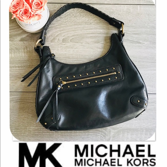 MICHAEL Michael Kors Handbags - GUC Michael Kors Black Leather Studded Hobo Bag